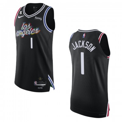Los Angeles Clippers #1 Reggie Jackson Nike Black 2022-23 Authentic Jersey - City Edition Men's